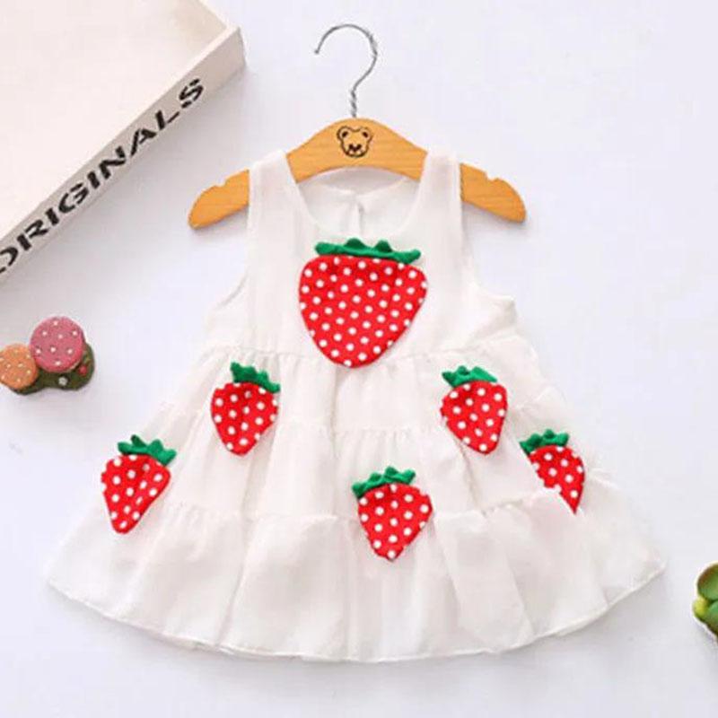 Summer Girls Dress 0-5 Years Old Baby Girl Skirt Baby Sleeveless Chiffon Vest Skirt Cute Cake Skirt Strawberry Skirt