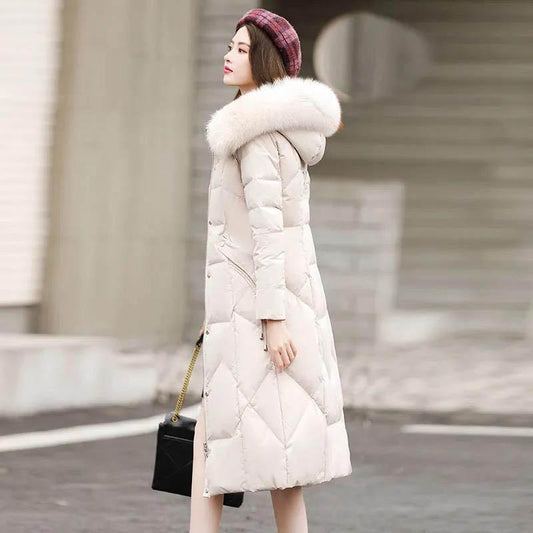 Winter Style Down Padded Jacket Women Western Style Korean Style Slim Long Section Over The Knee Thick Warmth Large Padded Jacket