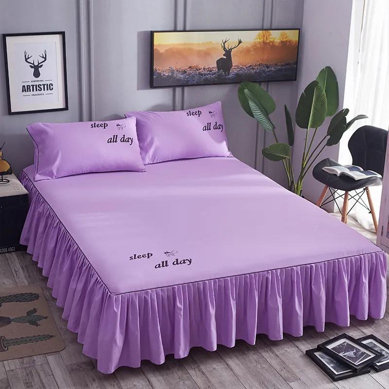 Four Seasons Universal Non-slip Mattress Cover Machine Washable Solid Color Bed Cover Double Bed Household