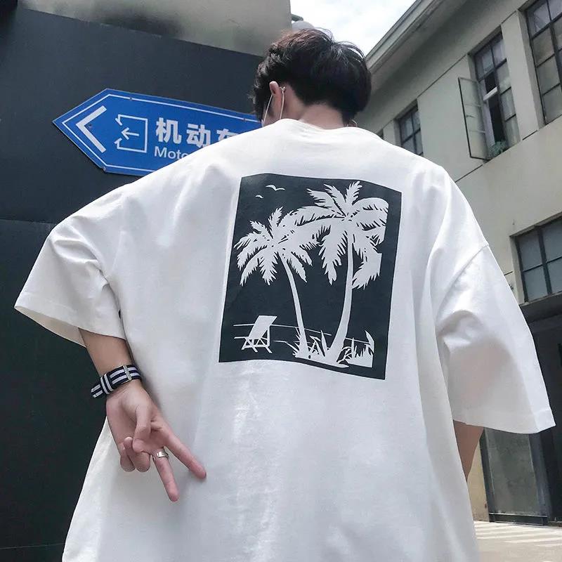 Summer Five-point Sleeve T-shirt Male Students Loose Five-point Sleeve Boys Trend Short-sleeved T-shirt