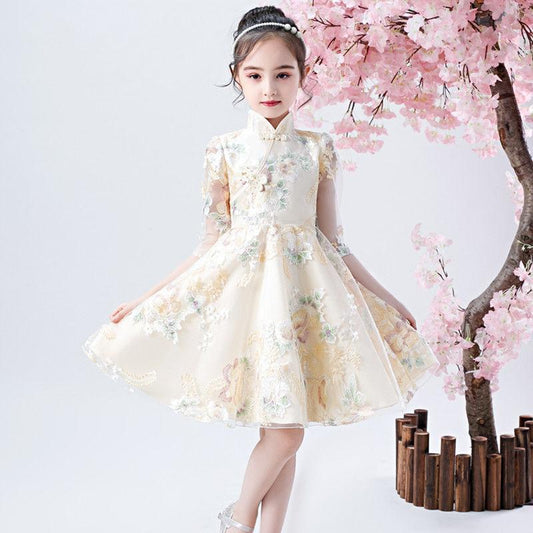 Girls Dress Cheongsam Chinese Style Improved Hanfu Children Princess Dress Girl Skirt Dress Summer