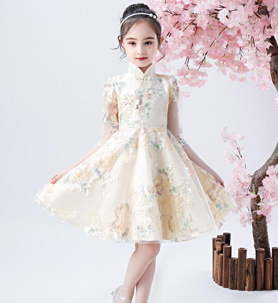 Girls Dress Cheongsam Chinese Style Improved Hanfu Children Princess Dress Girl Skirt Dress Summer