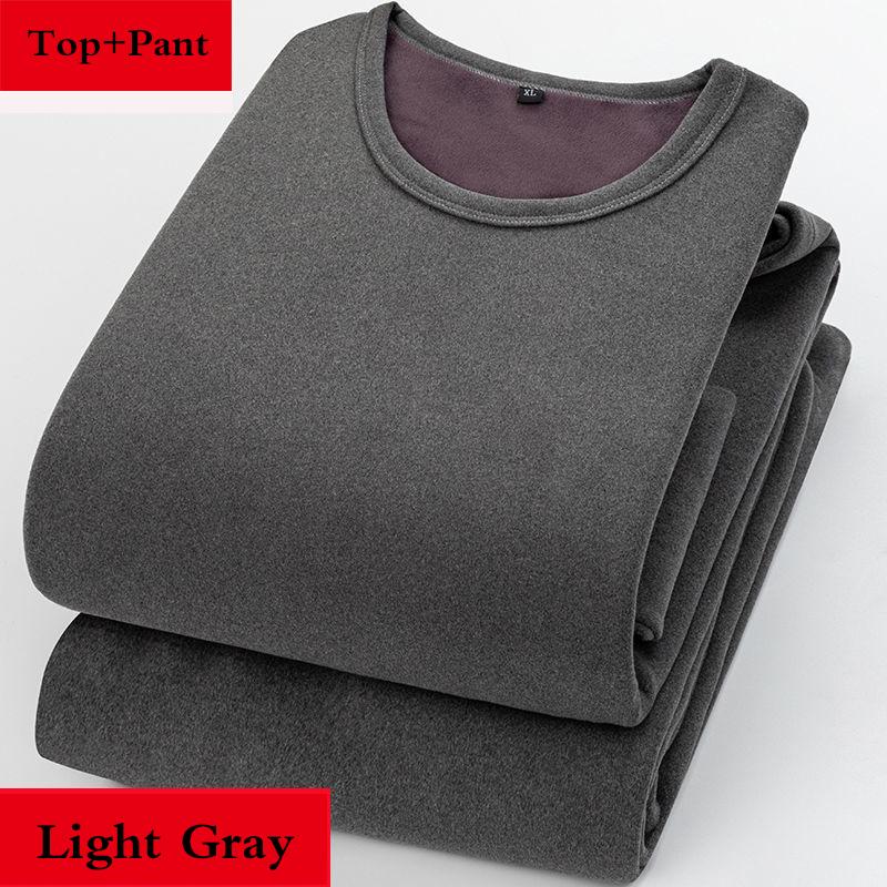 Men Winter Thermal Underwear Plus Velvet O-neck Tops Pants Tight Suit Thicken Windproof Comfortable Soft Lining Long Sleeve High Elasticity Slim