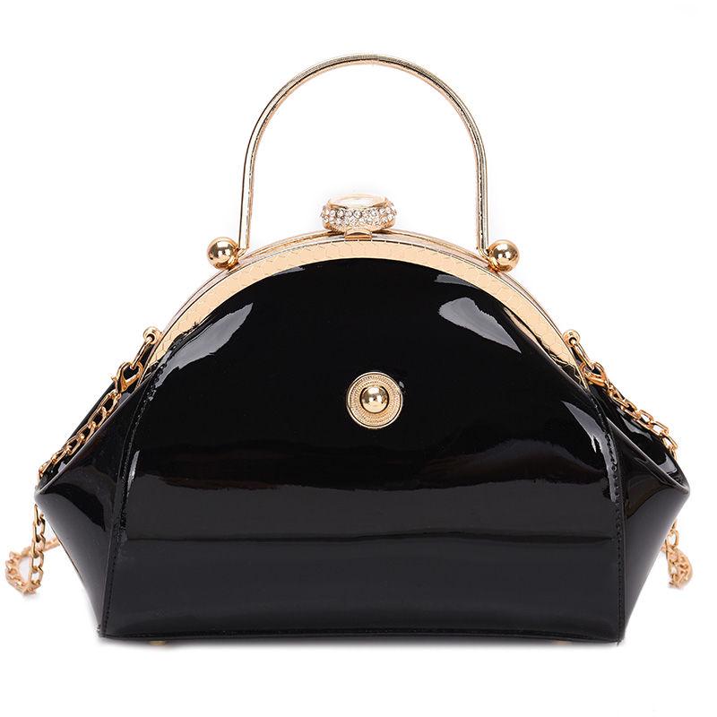 Bride Handbags Glossy Patent Temperament Name Handbags Atmospheric Wedding Dinner Clip Messenger Bag