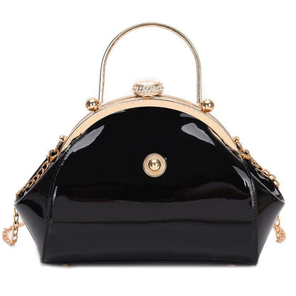 Bride Handbags Glossy Patent Temperament Name Handbags Atmospheric Wedding Dinner Clip Messenger Bag