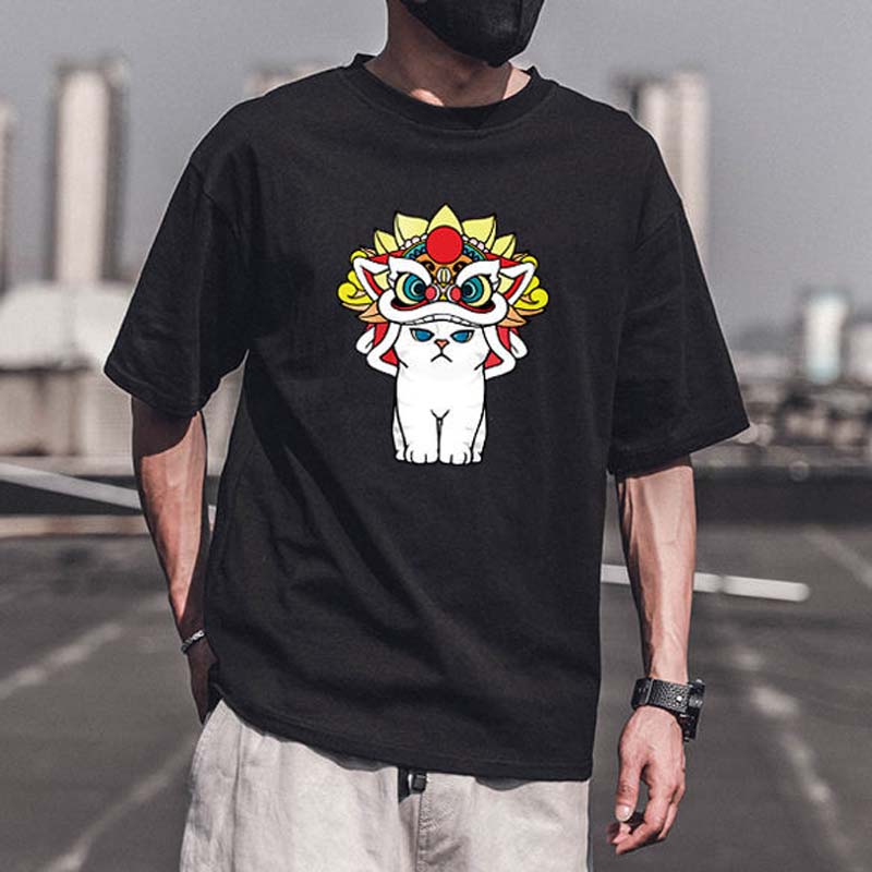 Men's Short-sleeved Cotton T-shirt Loose Half-sleeved Printing Youth All-match T-shirt