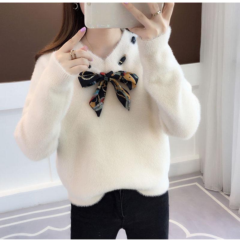 Autumn and Winter Mohair Jacket Fashion Thick Loose Top Casual Style Women Sweater