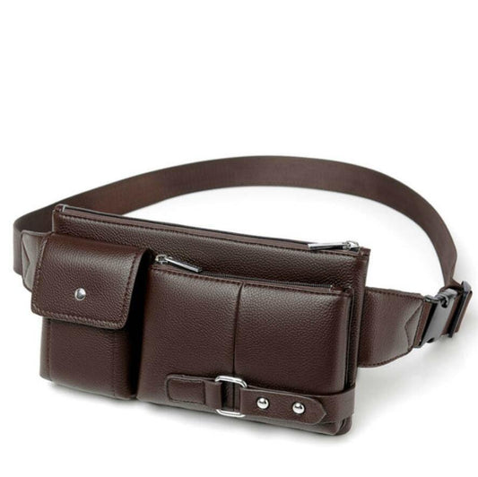 Men's Casual Waist Bag Leather Multifunction Chest Bag