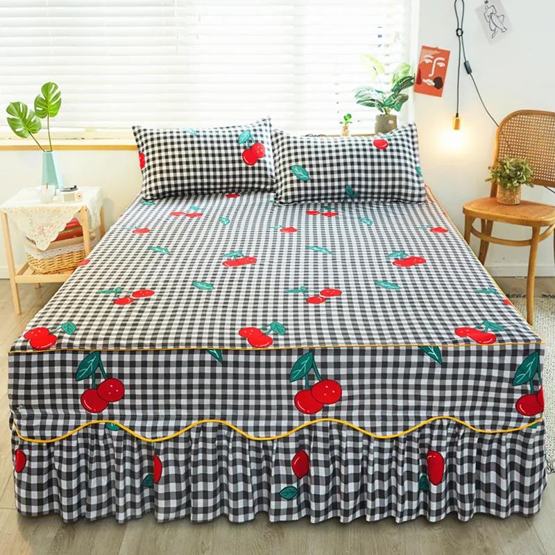 Bedroom Household Single-piece Sanding Bed Skirt Korean Version of One-piece Bed Skirt Bed Cover Simmons Protective Cover Can Not Afford The Ball