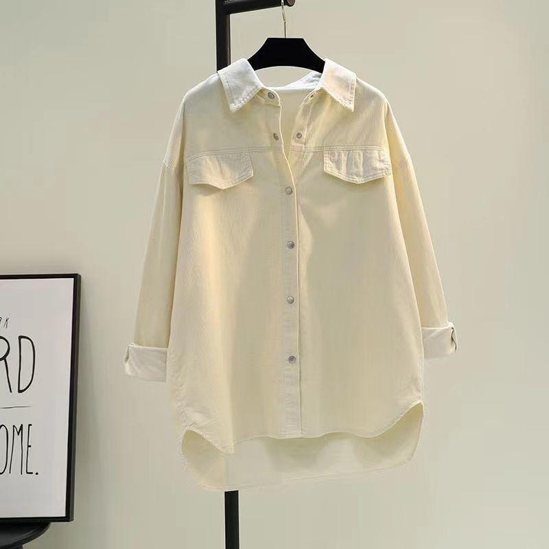 Mid-length Corduroy Shirt Women's Spring and Summer Thickened Double-pocket Shirt Coat Cardigan