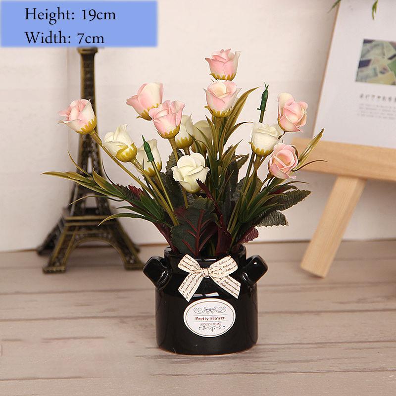 Creative Home Decoration Ornaments Desktop Clutter Small Objects Display Artificial Flowers Flower Potted Set Ornaments