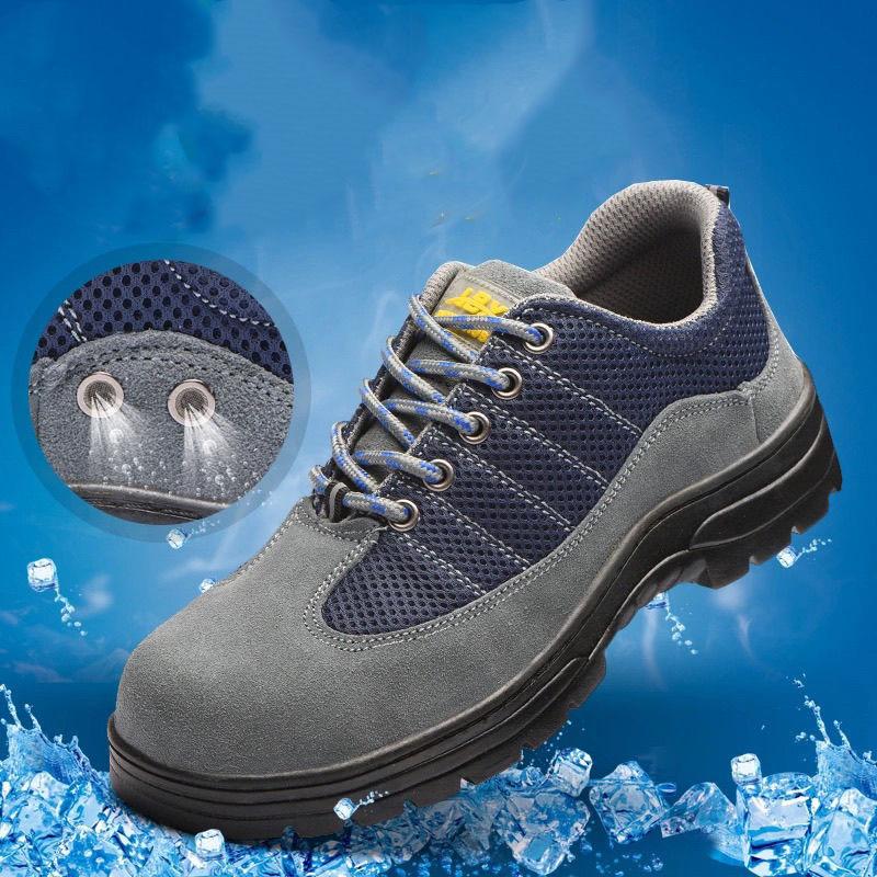 Men's Summer Lightweight Breathable Deodorant Safety Shoes Steel Toe Cap Anti-smash and Anti-piercing Safety Shoes Anti-slip Wear-resistant Work Shoes