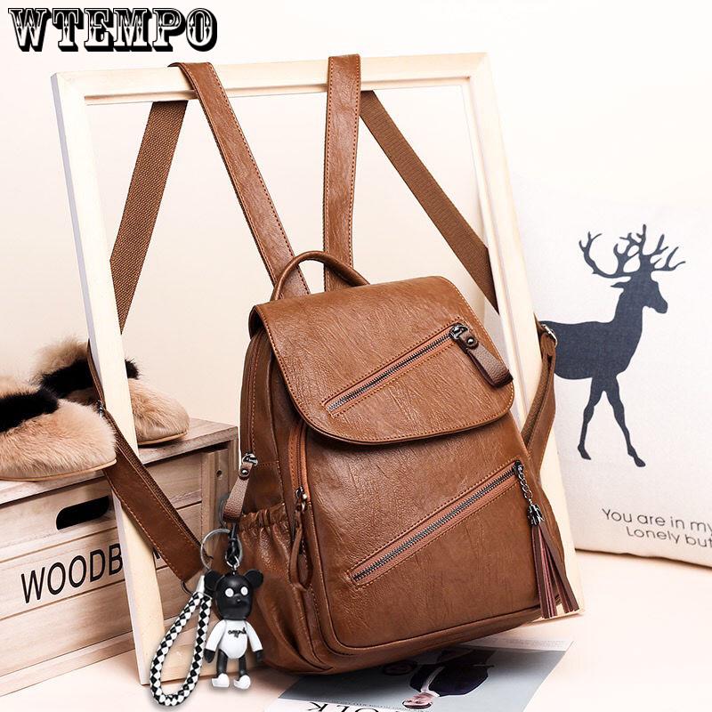 New Fashion Women Leather Backpack Female solid color Bag Ladies Softback Backpacks Mochilas