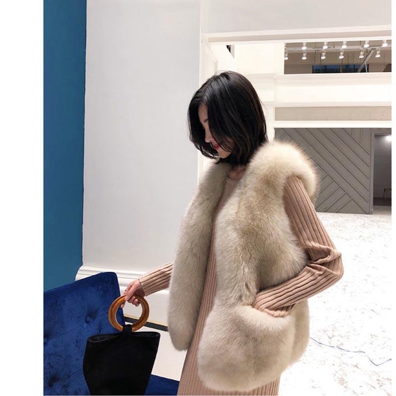 Fur Vest Women's Short Autumn and Winter Imitation Fox Fur Vest Slim Fashion Vest Coat