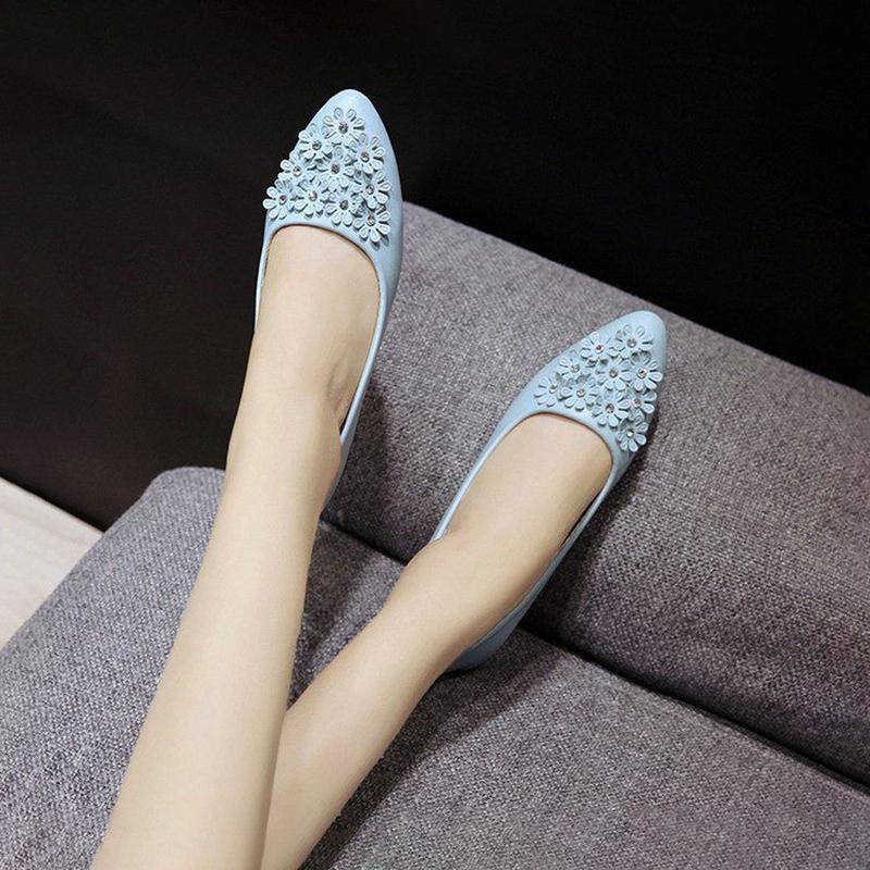 Pointed-toe Leather Shoes Single Shoes Soft-soled Flat-heeled Women's Flat-bottomed Pointed-toe Shoes Shallow Mouth Casual Women's Single Shoes