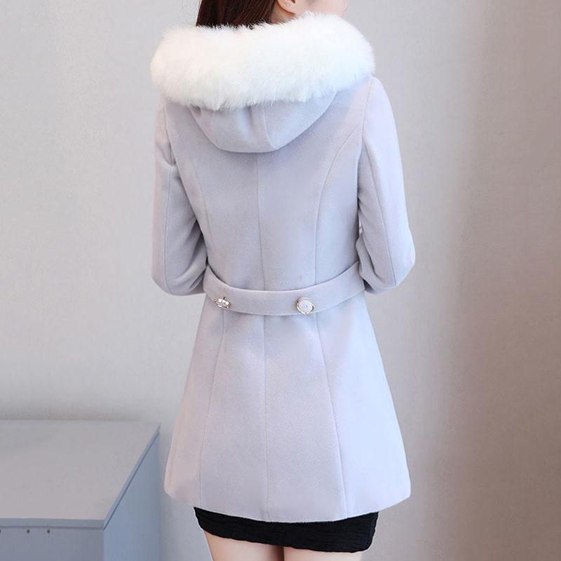 Autumn and Winter Long Slim Coat Simple Casual Woolen Coat Fashionable All-match Female Windbreaker