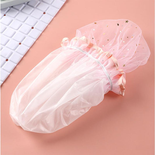 2Pc Shower Cap Women's Waterproof Bath Bath Hair Cap Double-layer Thickened Hair Cover Hat