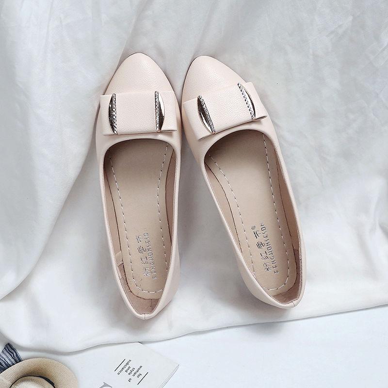 Single Shoes Pointed Toe Flat Shoes Women's Shallow Mouth Flat Shoes Women's Shoes Soft-soled Work Shoes Women's Non-slip Light and Soft