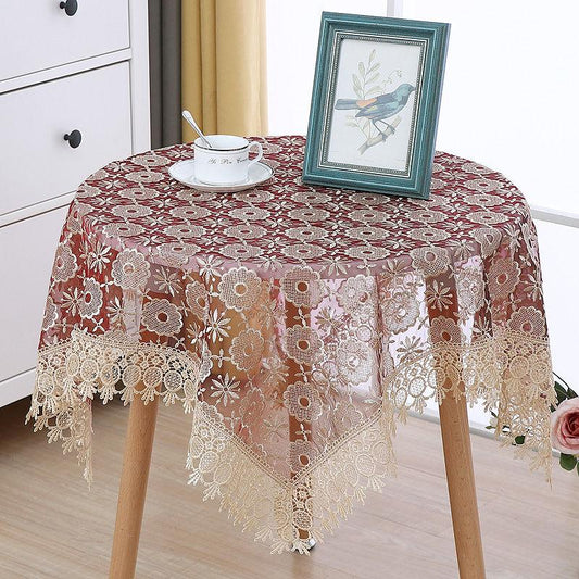 European Style Lace Tablecloth Hollow Tablecloth Pastoral Embroidery Tea Table Cloth Embroidery Universal Cover Towel Fabric Art