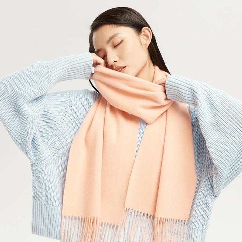 Pure Wool Thick Warm Scarf Female Shawl Korean Style Trend All-match Scarf In Winter