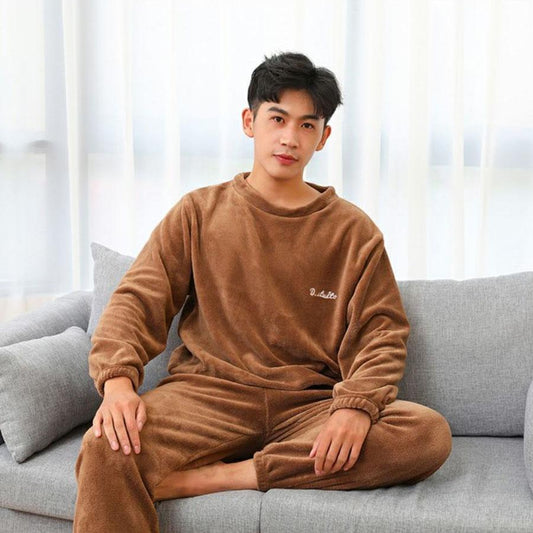 Winter Outer Wear Thickening Couple Pajamas Suit Long-sleeved Warm Student Home Service Plus Size