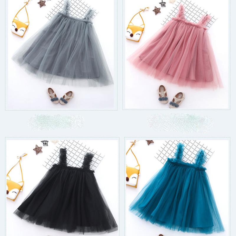 Children Dress Spring Summer Sling Kids Clothing  Baby Girls Clothing Yarn Sleeveless Dress Girl