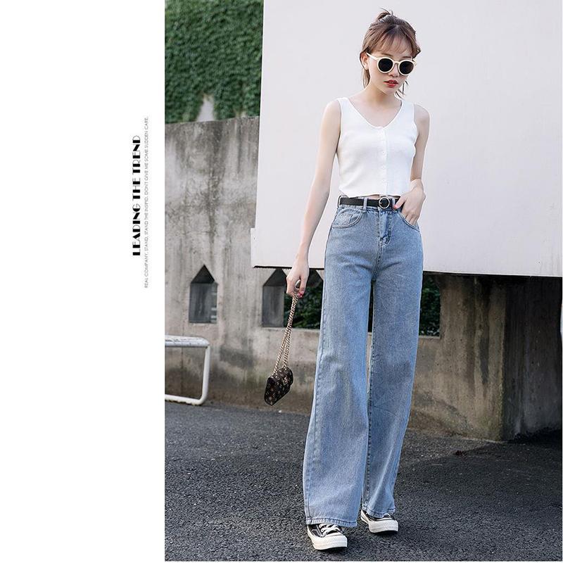 Woman Jeans High Waist Clothes Wide Leg Denim Clothing Blue Streetwear Vintage Quality Fashion Harajuku Straight Pants