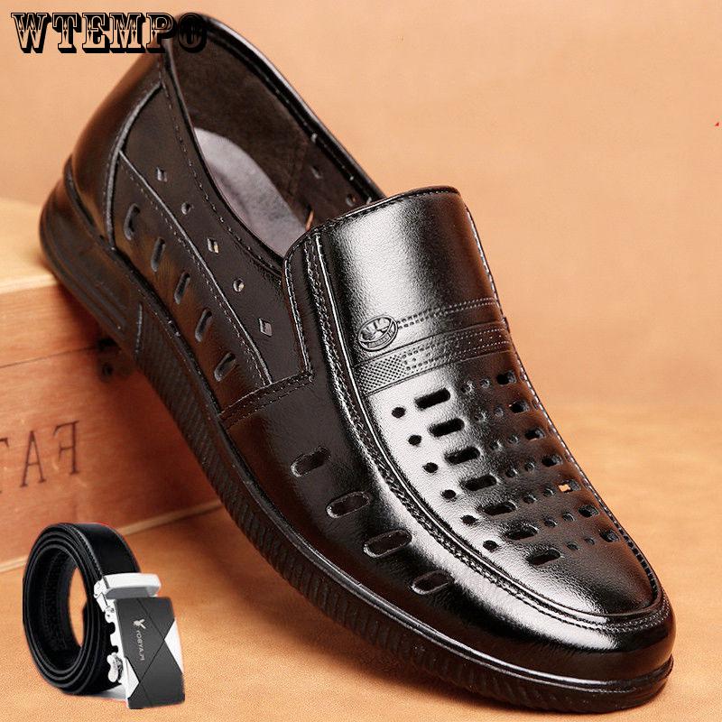 Summer Comfortable Men Casual Shoes Loafers Men Shoes Quality Split Leather Shoes Men Sandals