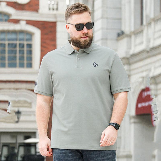 Extra Large Size Men's Plus Fat Plus Size Business Casual Short-sleeved Men's   Shirt Summer Fat Lapel T-shirt