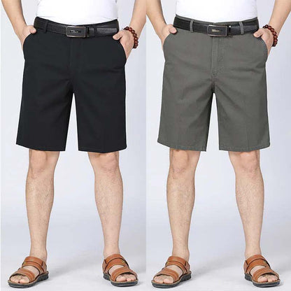 100% Cotton Shorts Summer Thin Section Straight Loose Casual Men's Shorts Middle-aged and Elderly Five-point Pants (2 pieces)