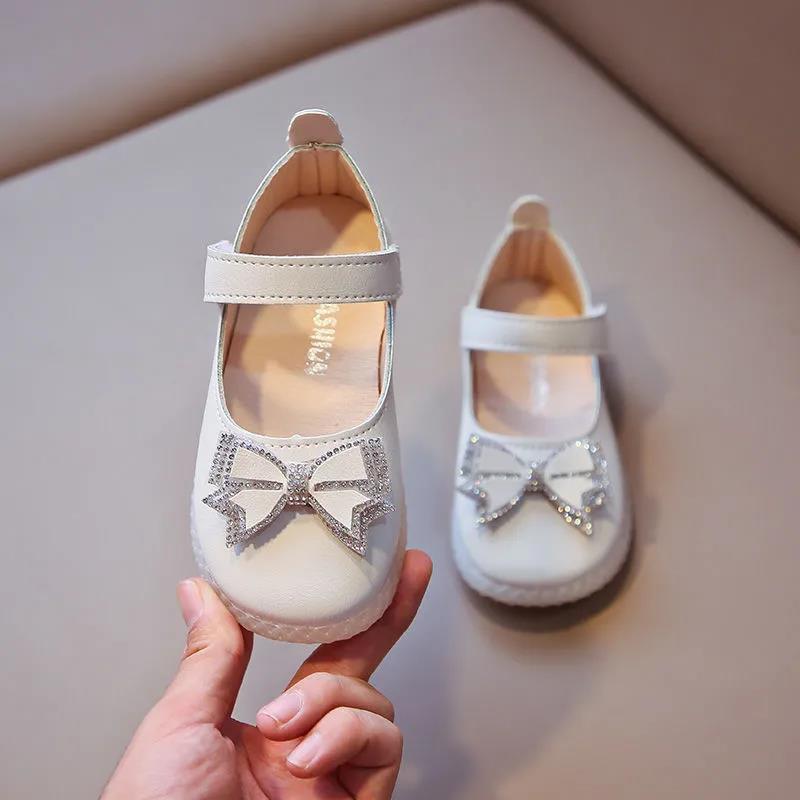 Children Shoes Girls Flat Heel Princess Dance Sandals Kids Shoes Glitter Leather Fashion Girls Party Dress Wedding Shoes