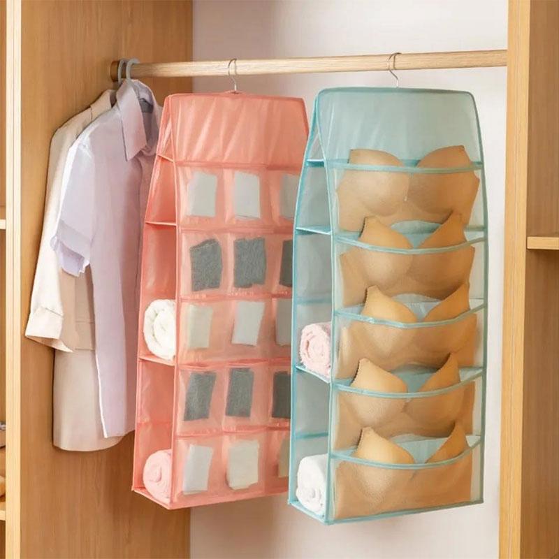 Multi-sided Double-sided Storage Bag Underwear Storage Hanging Bag Dormitory Wardrobe Panties Socks Wardrobe Bag Storage Bag Student Hanging Pocket