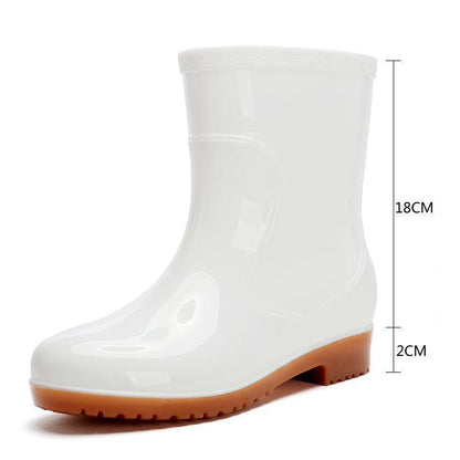 Rain Boots Female Adult Working High Tube Long Tube Fashion Rain Boots Non-slip Waterproof Rubber Boots High-top Thick-soled Water Boots