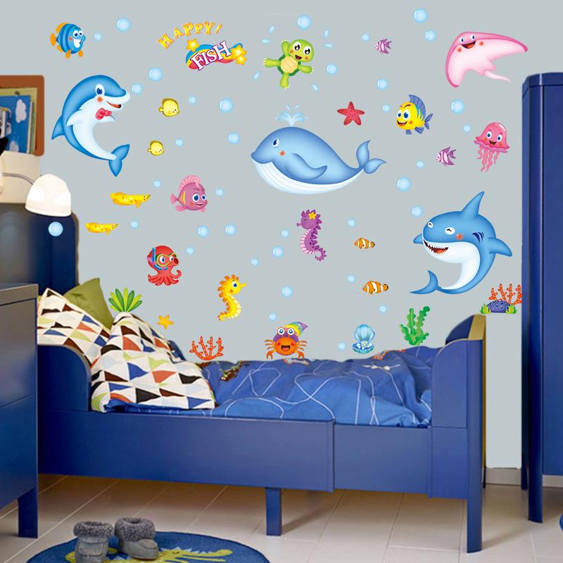 Creative 3D Cartoon Underwater World Kindergarten Environment Decorative Removable Wall Sticker