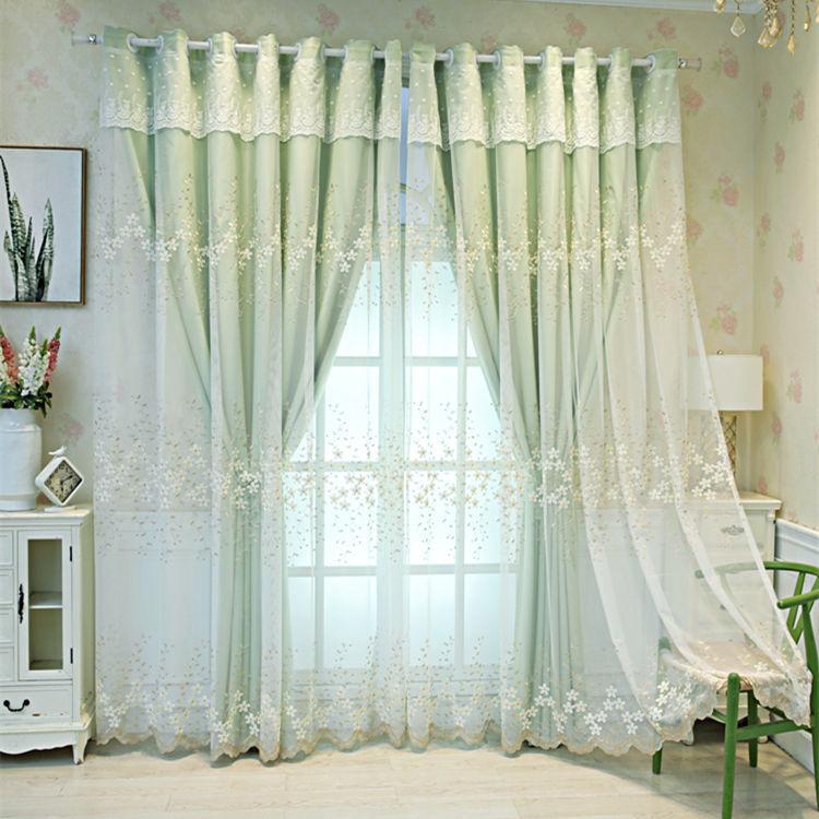 Blackout Curtain Fabric Gauze Princess Wind Net Red Nordic Simple Living Room Bedroom Free Perforated Curtain Double Layer (1 Piece)