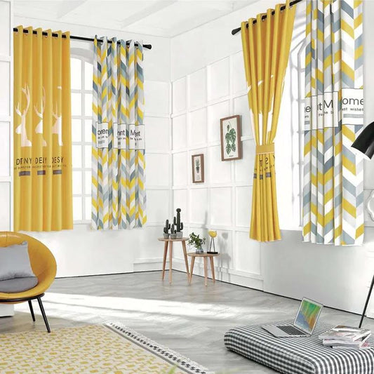 Nordic Minimalist Modern Bedroom Bay Window Curtain Children's Room Short Curtain Half Curtain Blackout Curtain Finished