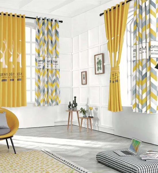 Nordic Minimalist Modern Bedroom Bay Window Curtain Children's Room Short Curtain Half Curtain Blackout Curtain Finished