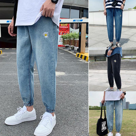 Summer Collocation Stretch Jeans Men's Nine-point Harem Pants Loose Trend Casual Trousers