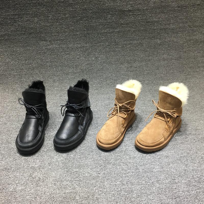 Women's Winter Shoes Snow Boots Fur Boots Black Ankle Booties Goth Punk Shoes Genuine Leather Boots Warm Plush Boots