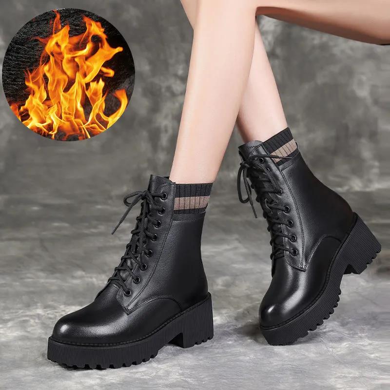 Martin Boots British Style Female Korean Version of The Velvet Short Boots Thick-soled Wild Snow Boots Women Plush Boots