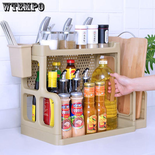 Home Double Layers Kitchen Organizer Rack Spice Rack  Storage Holders Racks