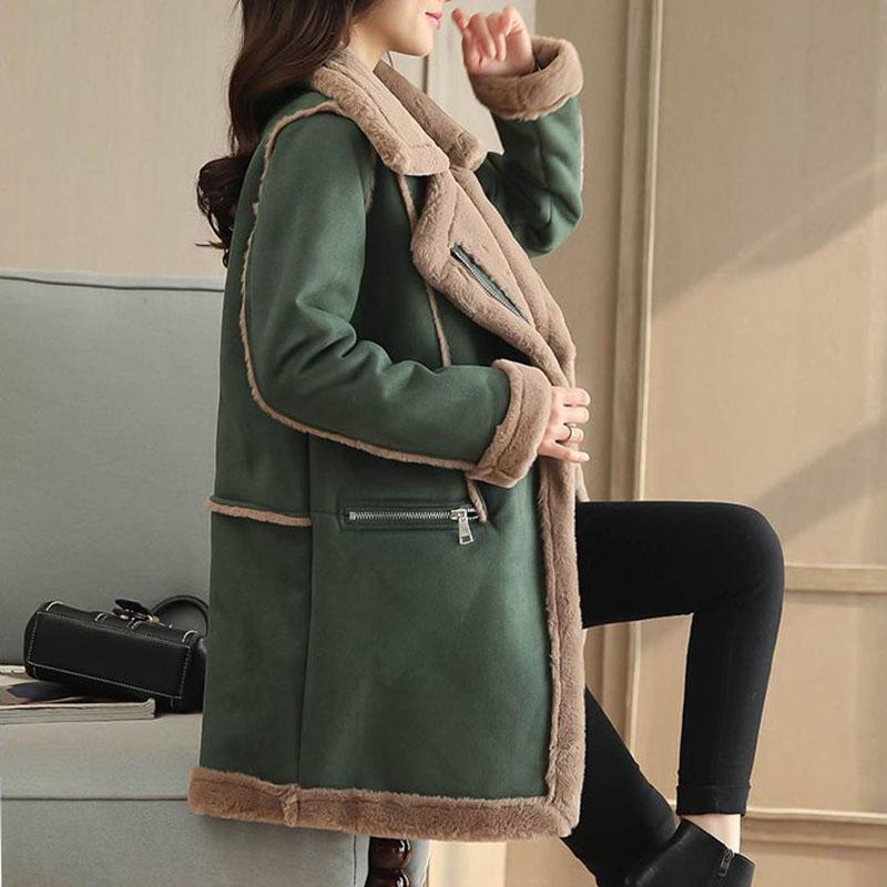 Suede Cotton Coat Winter Korean Version of Loose Thick Fur Lamb Fur Coat Female Mid-length Coat