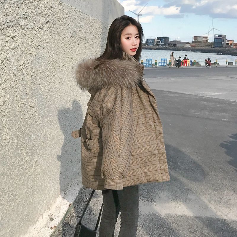 Big Fur Collar Children's Cotton-padded Jacket Winter Loose Student Bread Clothes Fashion Thick Warm Cotton Jacket