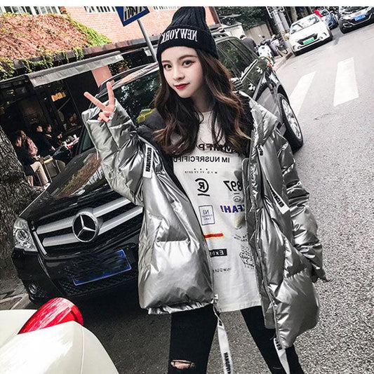 Fashion Trend Short Wild Cotton Jacket Winter Leisure Loose Thick Warm Silk Cotton Jacket