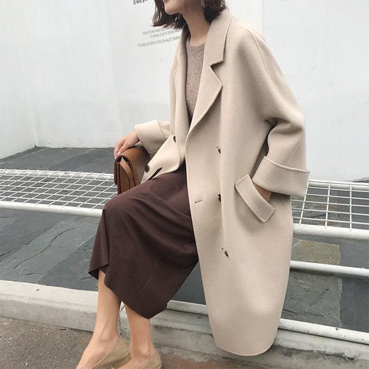 Long Overcoat Loose Blend Outerwear 2019 Women Overcoat Wool Coat Autumn Winter Jacket Blazers