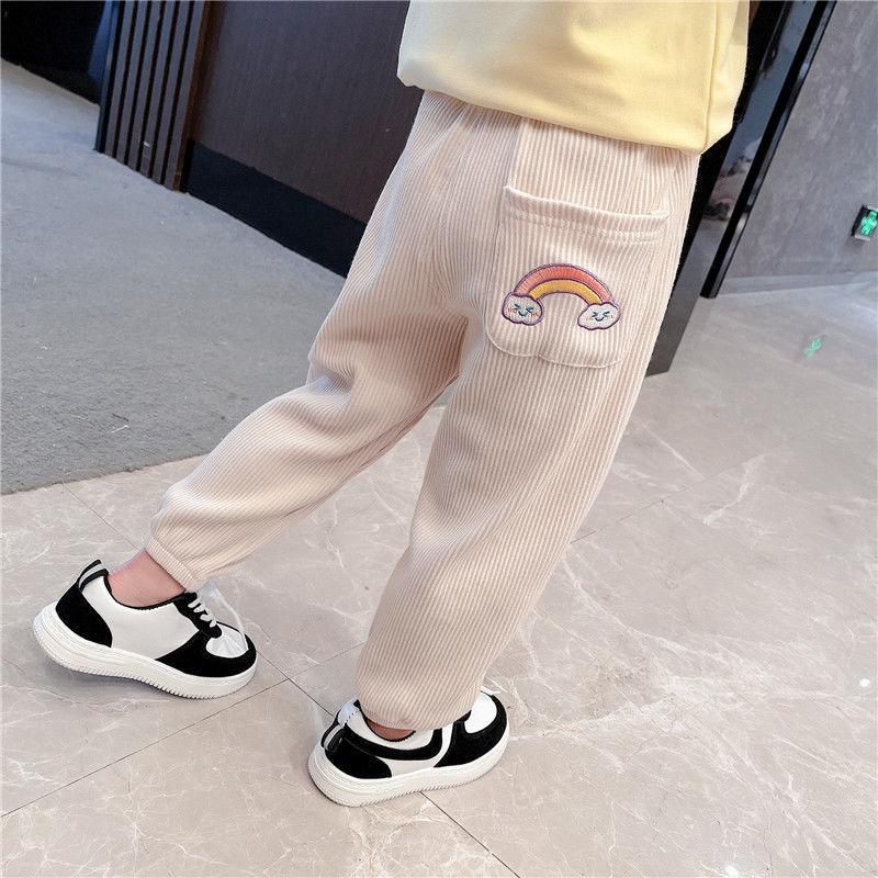 Children's Clothing Girls Pants Embroidery Cartoon Children's Sports Pants Spring and Autumn Casual Trousers