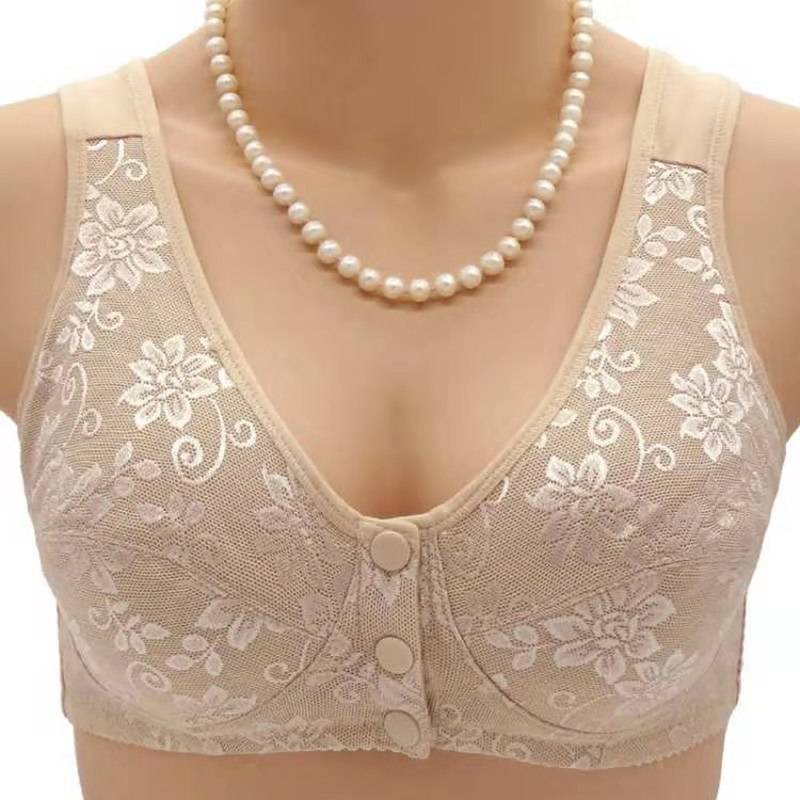 Middle-aged and Elderly Breast-receiving Adjustment Type No Steel Ring Large Size Front Buckle Underwear Thin Vest-style Female Mother's Bra