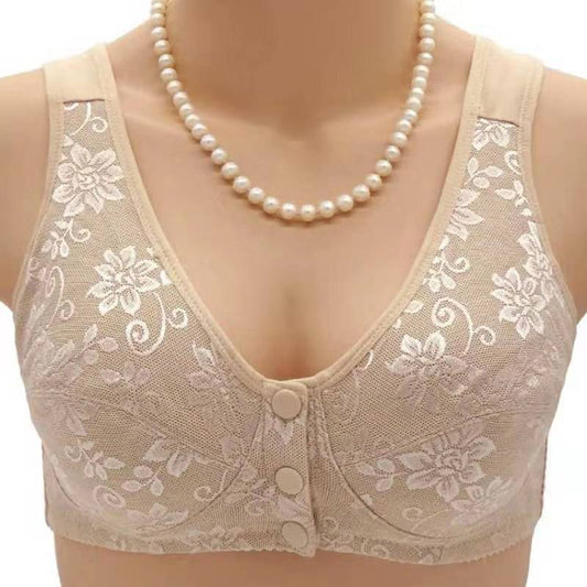 Middle-aged and Elderly Breast-receiving Adjustment Type No Steel Ring Large Size Front Buckle Underwear Thin Vest-style Female Mother's Bra