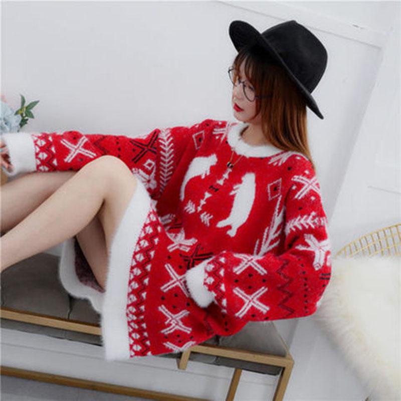 Loose Autumn and Winter Wear Outside Thick Warm Coat Sweater Long Sweater Women