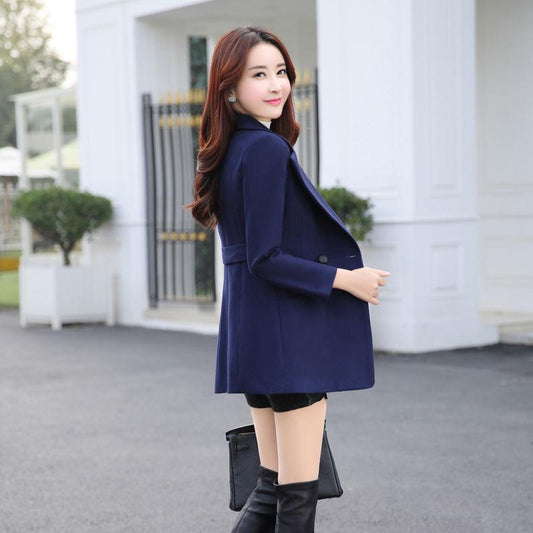 Autumn and winter large size Woman's clothing Long sleeve warm Windbreaker Large size Woolen coat